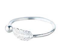 Anelli foglia argento donna regolabile Anello carino a forma di piuma Anelli aperti per le donne Molto pratico e popolareIntelligente e attraente.