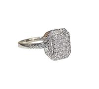 Anelli Freschi per Adolescenti Regalo di gioielli di fidanzamento di nozze con anello di zirconi quadrati con diamante pieno squisito Anello Luminoso Telecomando (Silver, 7)