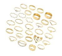 Anelli geometrici a forma di V con strass per gioielli da dito accessori eleganti impilabili per feste, One Size, come descritto, come descritto