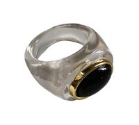 Anelli geometrici in resina trasparenti/ambra tono semplice texture gioielli per donne e ragazze donne alla moda, Misura unica, come descritto, come descritto