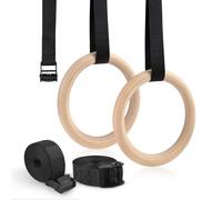 Anelli Ginnastica Legno - Anelli Palestra Fitness con Regolabili Lunghi Fibbie Cinghie, Anelli da Palestra Professionali per Casa e Esterni, Trazioni Dips Pull up, Allenamento a Corpo Libero