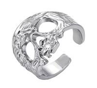 Anelli gotici regolabili con teschio retrò disegni geometrici gioielli accessori per le dita per costume evento vintage nero thai argento teschio anelli, One Size, come descritto, come descritto