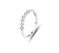 Anelli impilabili, anello occidentale delicato diamante rotondo oro bianco/platino 950 regalo per le donne, O 1/2, Platino 950, Diamante