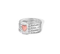 Anelli impilabili da donna a forma di cuore, personalizzabili, con incisione di 2-5 nomi, in argento Sterling, regalo per donne, ragazze, mamma, nonna