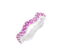 Anelli impilabili in argento Sterling 925 con pietre preziose naturali, anelli di mezza eternità, per matrimonio J a X, Q 1/2, Pietra preziosa., Zaffiro rosa