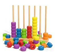 Anelli Impilabili Legno, Gioco Puzzle Anelli Impilabili con Abbinamento Colori in Legno, Gioco di Ordinamento e Impilamento per 2 Giocatori, Sfida Veloce per Famiglia (1-Set)