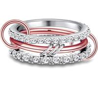 Anelli impilabili placcati in oro 14K per donna - Set di 3 pezzi con zirconi cubici intrecciati, set di anelli multi-link con fascia in zirconi da indossare tutti i giorni (misura 7-10) (Rose Gold,9)