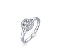 Anelli in argento 925 da donna, anelli di nozze Hollow Alone con zirconi quadrati gioielli in argento, 14 (17,2), Zirconia cubica