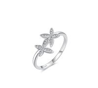 Anelli in argento 925, fede nuziale da donna, due farfalle, zirconi, forma rotonda, gioielli in argento, regalo di compleanno, 20 (19,1), Zirconia cubica