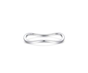 Anelli in argento da donna Boho, Anillo de Compromiso para Mujer Wave Oro Bianco & Pt950, M 1/2, PT950, Non pietra preziosa