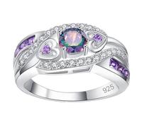 Anelli in argento da donna | Squisiti anelli di promessa in argento 925, anelli unici a forma di cuore per matrimoni, amicizia, famiglia, impegno, 11, fare riferimento alla descrizione, Unisex