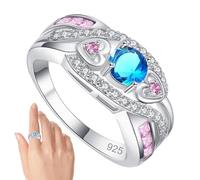 Anelli in argento da donna | Squisiti anelli di promessa in argento 925, anelli unici a forma di cuore per matrimoni, amicizia, famiglia, impegno, 11, fare riferimento alla descrizione, Unisex