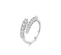 Anelli in argento eleganti e semplici anelli di promessa per le donne con moissanite rotonda oro bianco & Pt950, L 1/2, PT950, Moissanite