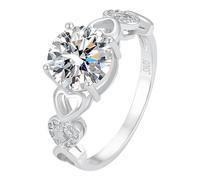 Anelli in argento inox resistente all'acqua 925 placcato oro taglio rotondo creati zirconi bianchi riempiti matrimonio promessa di fidanzamento elegante anello da donna per mamma amanti della sposa, 6