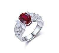 Anelli in argento per nocca, Anillos de Plata 925 para Mujer 4 rebbi con spinello sintetico ovale blu, S 1/2, Argento Sterling, Rubino sintetico