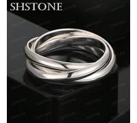 Anelli in argento sterling 925 placcato con tre cerchi lisci e rotondi, gioielli alla moda per donne e uomini, ideali come regalo per fidanzamento, matrimonio, compleanno o altre occasioni 7,5,9,6,8,1