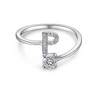Anelli in argento sterling, anelli iniziali regolabili in argento S925 AZ ALFABET AZABET AZE DELICATI PRINGIONE P ANCI OPEN ANCILI ANCIALE PERCHI