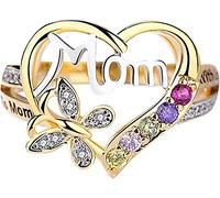Anelli in Argento Sterling Donna Mamma Amore Temperamento Moda Anello Diamante Colore della Madre Anelli con Diamanti Anelli con Lettere Lovely And Professional