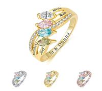 Anelli in argento sterling personalizzati per madre figlia con 4 pietre portafortuna per mamma nonna Anelli con nome personalizzato per amicizia BFF Anelli per migliori amiche per donne