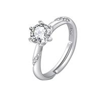 Anelli in Argento Una fede nuziale psichica con sei diamanti Anello regolabile Anello aperto di fascia alta alla moda e versatile Semplice e scintillante con diamanti aperto regolabile alla