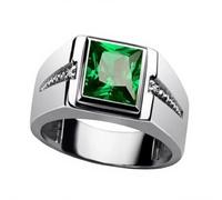 Anelli in lega robusta con zirconi, adatti per eventi casual e formali, anelli in lega di zircone verde quadrato dal design elegante per tutti gli stili, silvergreen diamond1, come descritto, come