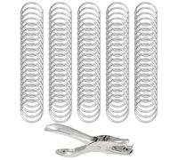 Anelli In Metallo | 100 Pezzi Accessori con Perforatrice - Piccolo Anello Portachiavi, per Studenti, Insegnanti, Ufficio, Artisti, Pianificatori, Progetti scolastici, Album