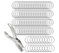 Anelli in metallo Set di 100 pezzi con perforatore per | Anelli Per Schede Di Revisione Per Insegnanti Home Office Artisti Pianificatori Scrittori Progetti Scolastici P