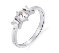 Anelli In Platino, Anello con La Pietra Moissanite Luna Argento per Matrimonio Promessa Misura 8