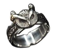 Anelli in rame a tema gufo artigianale con incisione intricata misura regolabile stile punk accessorio per dito gufo mistico