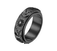 Anelli in Silicone per Gli Uomini l'anello dell'anello della luna del sole della stella inossidabile dell'anello dell'anello girevole dell'impegno dell'ansia di fidanzamento Anello (Black, One Size)