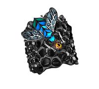 Anelli Irrequieti per Gli Uomini Bee Bee Anello Per Le Donne Dichiarazione A Nido D'ape Boho Anello A Nido D'ape Anello Dell'annata Della Boemia Anello Hollow Inciso Anelli Anelli Di (black, 9)