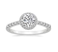 Anelli Moissanite, oro bianco 9 carati, gioielli da donna Halo, regalo per compleanno, misura 13 (16,9), 13 (16,9), Moissanite