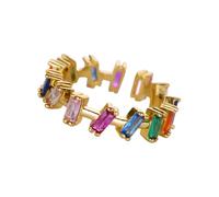 Anelli multicolore con zirconia cubica, stile hip hop, regolabili, alla moda, adatti per giovani ed eventi speciali, con zirconia cubica apribile
