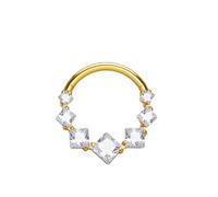Anelli Naso1 Pezzi 16G Titanio Anello da naso per uomo e donna, per setto trago, conch, per labbra Orecchini a cerchio con zirconi cubici quadrati, Oro-Bianco, 1.2x8mm