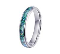 Anelli Nuziale, Anelli Tungsteno Donna Taglia 20 Opale Blu Lucido Custom Regalo per Madre Valentines Day Gioielli