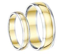 Anelli Nuziali His & Hers Due Colori 4mm 6mm Oro Massiccio Due Toni