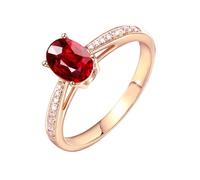 Anelli Oro 18 Carati Donna, Fedi Nuziali Rosso 1 Carati Ruby Creato In Laboratorio Artigli Oro Rosa 750 per Matrimonio Promessa Misura 18,5