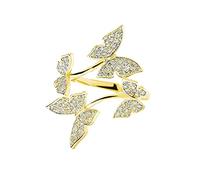 Anelli Oro E Argento Con Cuore Aperto Farfalla Anelli Matrimonio Argento Regolabile Gioielli Ragazza Accessori Volanti E Anello Di Cristallo Regolabile Per Le Donne Anello Anello Anello, Taglia unica