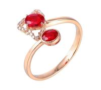Anelli Oro Giallo Donna 18Kt, Anello Eternity Rosso 0.85 Carati Ruby Creato In Laboratorio Svuotare Oro Giallo con Moissanite Misura 18,5