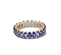 Anelli Oro Giallo Donna, Anello Eternity Blu Zaffiro Rosso Creato In Laboratorio Eternità Oro Giallo 14K per Matrimonio Promessa Misura 13