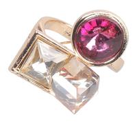 Anelli ovali impilabili artistici con cristalli d'imitazione multicolore, gioielli da dito regolabili per occasioni casual/formali, geometrici, ovali, regolabili con zirconia cubica, One Size, come