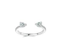 Anelli per amici, fedi nuziali da donna, anello aperto con moissanite a forma di pera, set di gioielli da donna, J 1/2, Platino, Moissanite