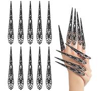 Anelli per Artigli con Punta delle Unghie delle Dita, 10 Pezzi Antica Regina Unghia, Halloween Finger Nail Artiglio Anello, Halloween Vampiro Unghie, per Cosplay Drammatica Spettacolo