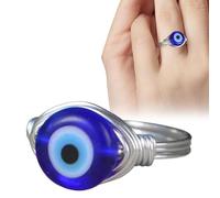 Anelli per bulbi oculari da uomo, in rame, contro il , in rame | Anelli avvolti in filo d'argento e oro per donne, con perle di vetro blu, fede nuziale gotica, gioielli alla moda