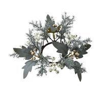 Anelli per candele di Natale, ghirlanda rustica da 22,7 cm, con bacche artificiali, foglie verdi, decorazione floreale artificiale, decorazione da tavola per centrotavola, accenti per la casa