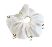 Anelli per capelli oversize Fiocchi bianchi Corda per capelli Versatili Ornamento per capelli Stili belli Accessori per capelli Eleganti Ornamenti per capelli a strati con ciondoli in lega