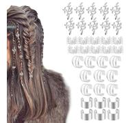 Anelli per capelli per dreadlock, 40 pezzi, gioielli per capelli in metallo, fermagli per trecce cave, per trecce decorative, eleganti per donne, uomini, adolescenti, acconciature creative