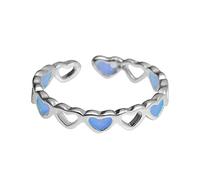 Anelli per Coppie 2 Anelli Anello per le donne Glow Alloy Cool Finger Anelli luminosi per ragazze adolescenti Donna Estetica Trendy Dainty Heart Hollow Rings Jewelry Anello Di (Sky Blue, One Size)