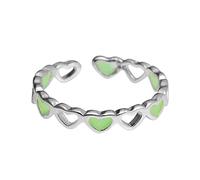 Anelli per Coppie 2 Anelli Anello per le donne Glow Alloy Cool Finger Anelli luminosi per ragazze adolescenti Donna Estetica Trendy Dainty Heart Hollow Rings Jewelry Anello Di Nuoto (Green, One Size)