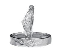 Anelli per coppie, anello da donna, in argento Sterling 925, con zirconi, ali d'angelo, regolabili, popolari per sorella, San Valentino